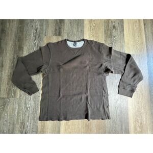 Gap Thermal Shirt Mens XL Brown Waffle Knit Long Sleeve Crewneck Cotton 3052